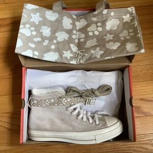 Converse Chuck 70 Cat Inspired High Top Sneakers Beach Stone/Vintage White SZ 9
